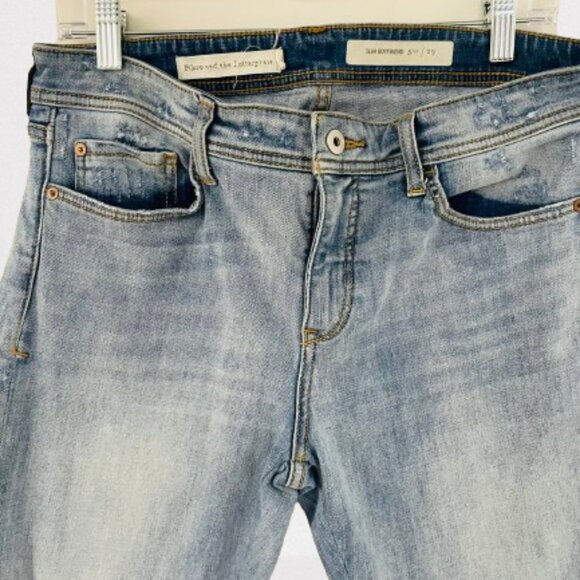 Anthropologie Pilcro Mid-Rise Slim Boyfriend Floral Embroidered Jeans Size 29 - Picture 6 of 13